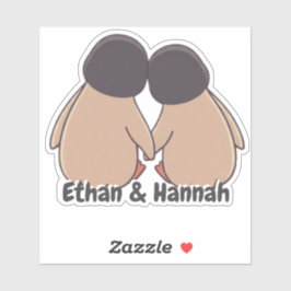 Pegatina Personalised Cute Penguin Valentine Sticker