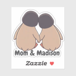Pegatina Personalised Mom & Daughter Cute Penguin Sticker