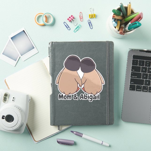 Pegatina Personalised Mom & Daughter Cute Penguin Sticker (Funda para iPad)