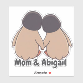 Pegatina Personalised Mom & Daughter Cute Penguin Sticker