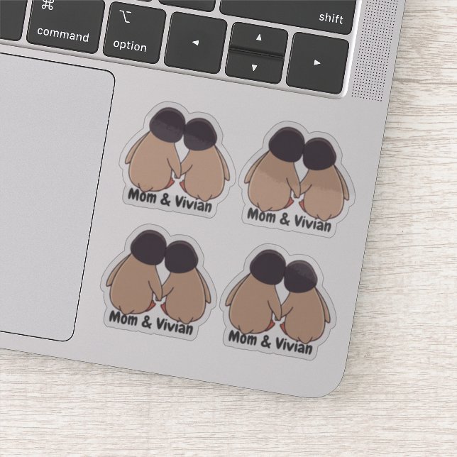 Pegatina Personalised Mom & Daughter Cute Penguin Stickers (Detalle)