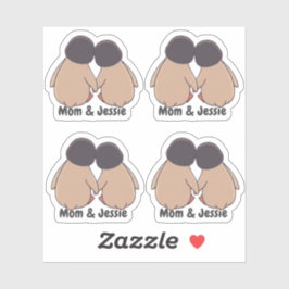 Pegatina Personalised Mom & Daughter Cute Penguin Stickers