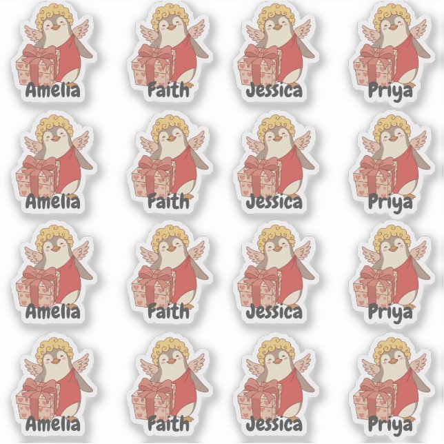 Pegatina Personalised Penguin Cupid Sticker Pack (Anverso)