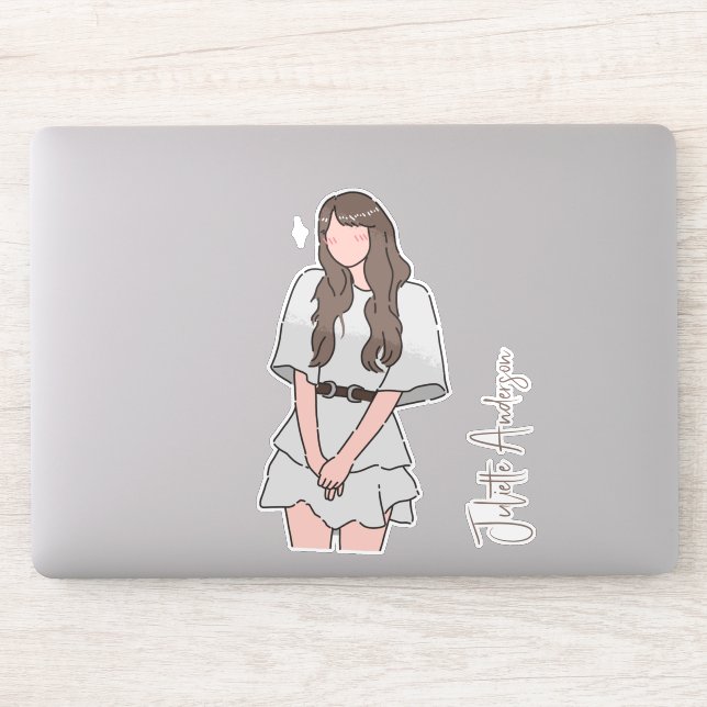 Pegatina Personalizable Chica de belleza incansable (Ordenador)