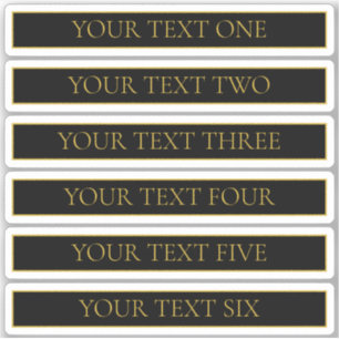 Pegatina Personalizable clásico negro y oro falso