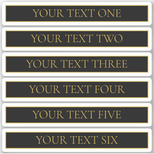 Pegatina Personalizable clásico negro y oro falso (Anverso)