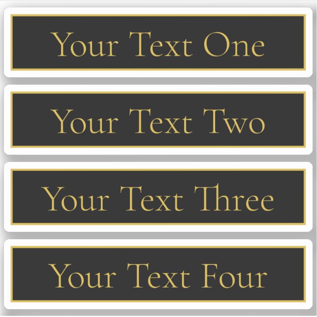 Pegatina Personalizable clásico negro y oro falso (Anverso)