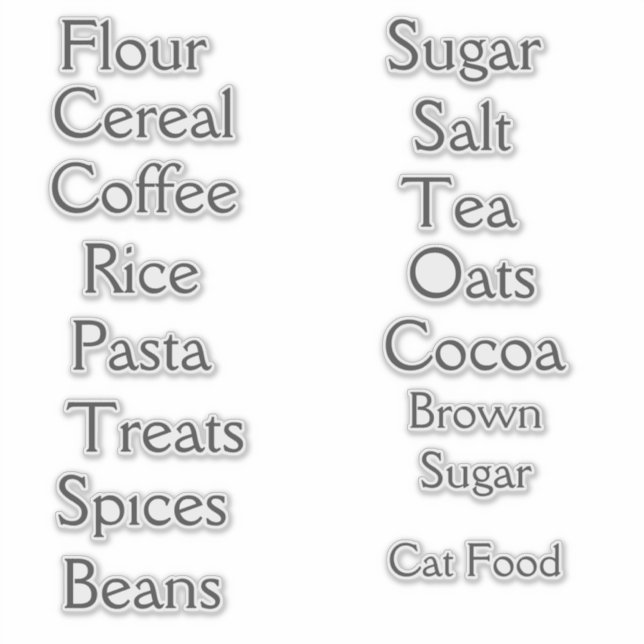 Pegatina Personalizable de grapas de Pantry Vinyl (Anverso)