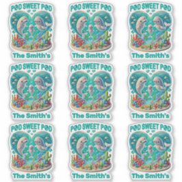 Pegatina personalizable de la familia de ballenas "Pod Swee