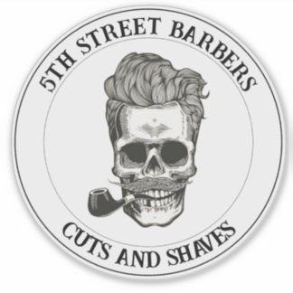 Pegatina Personalizable del logotipo del cráneo de barbero