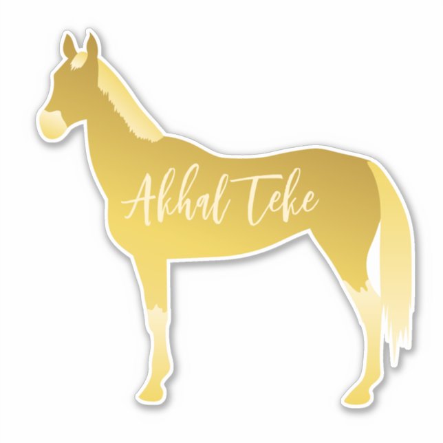 Pegatina Personalizable Palomino Akhal Teke Horse Silhouett (Anverso)