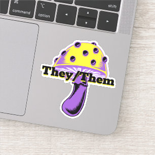 Pegatina Personalizable Pronouns Orgullo no binario Mushroo