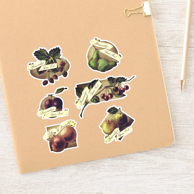 Pegatina Personalizable Vintage Fruit Home Hecho Atasco (Cuaderno)