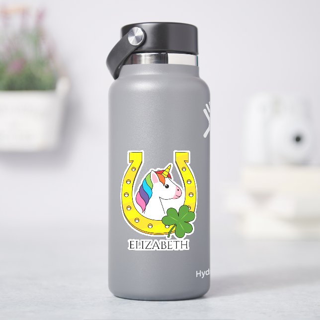 Pegatina Personalización del unicornio lindo en el Día de S (hidrofrasco)