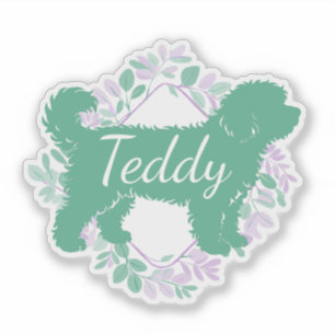 Pegatina personalizada de Bernedoodle en verde Mat