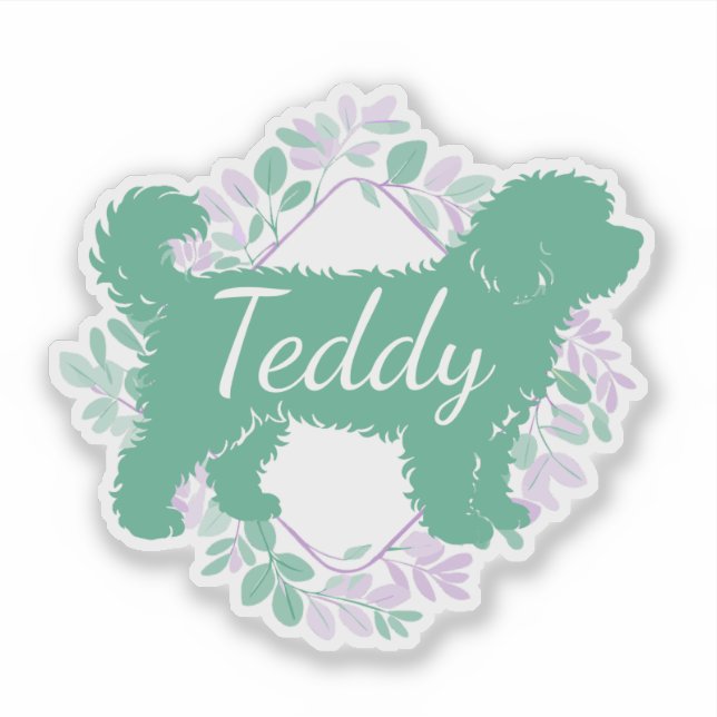 Pegatina personalizada de Bernedoodle en verde Mat (Anverso)