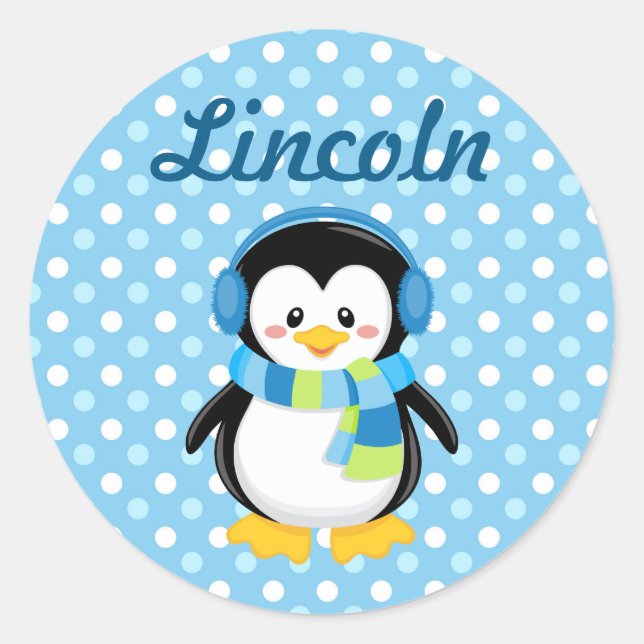 Pegatina personalizada de Boy Penguin (Anverso)