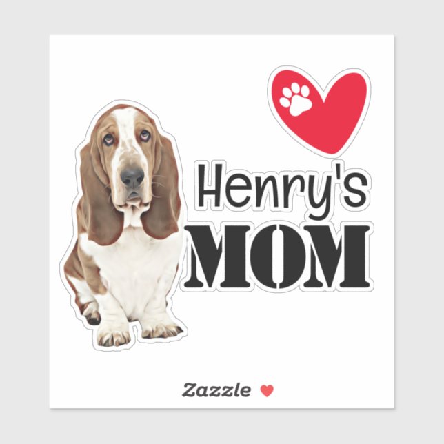 Pegatina personalizada de mamá Basset Hound (Hoja)