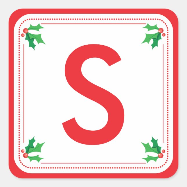 Pegatina personalizada de Navidad verde y rojo (Anverso)