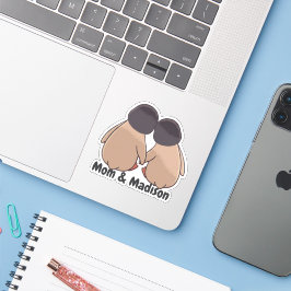 Pegatina personalizada de pingüino lindo de mamá e