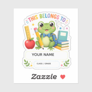 Pegatina personalizada de rana adorable con nombre