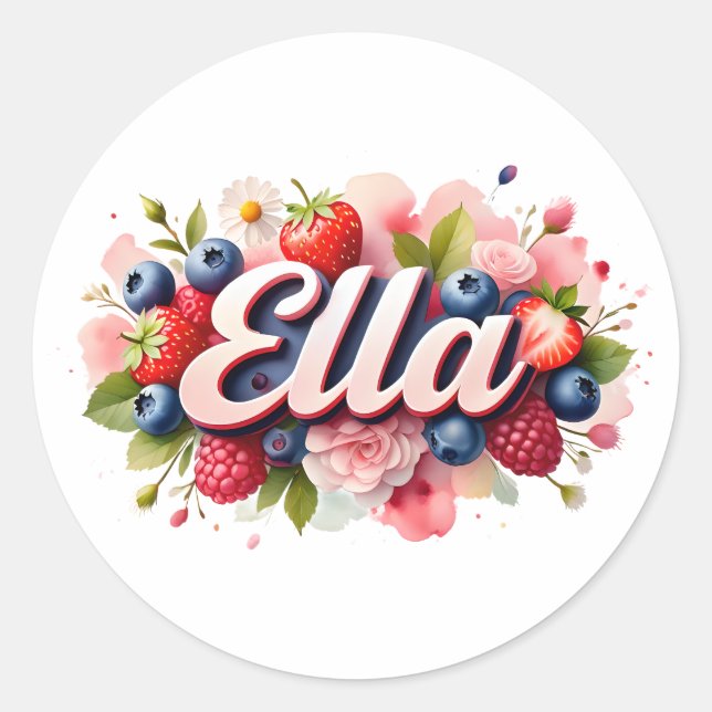 Pegatina personalizada Ella Berry Floral Design (Anverso)