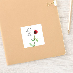 Pegatina Personalizada la flor roja de rosa roja de cumplea