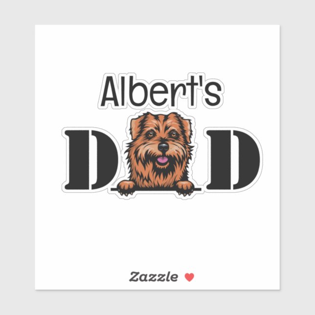Pegatina personalizada Norfolk Terrier Dad (Hoja)