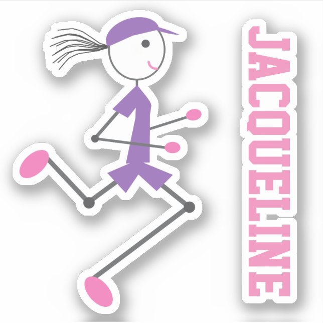 Pegatina personalizada Runner Lady Pink Purple (Anverso)