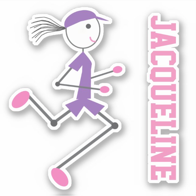 Pegatina personalizada Runner Lady Pink Purple (Anverso)