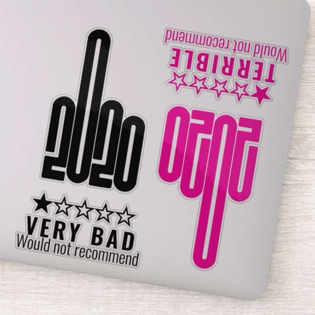 Pegatina Personalizado 2020 Middle Finger Review Pink Black (Detalle)