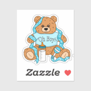 Pegatina Personalizado azul y amarillo Teddy Bear Ducha beb