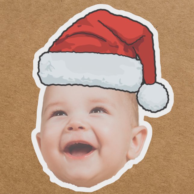Pegatina Personalizado Baby Face Foto Santa Hat Navidades (Subido por el creador)