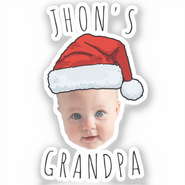 Pegatina Personalizado Baby Face Santa Hat Navidad Foto (Anverso)