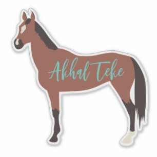 Pegatina Personalizado Bay Akhal Teke Horse Silhouette