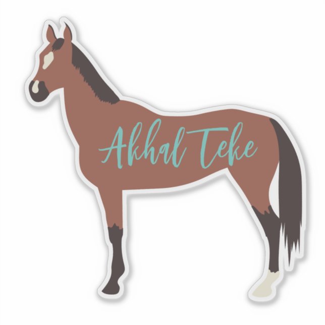 Pegatina Personalizado Bay Akhal Teke Horse Silhouette (Anverso)
