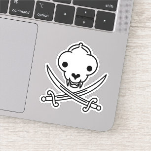 Pegatina Personalizado Black White Jolly Kitty Pirate Skull