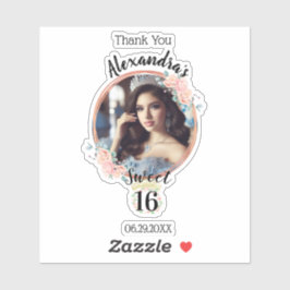 Pegatina Personalizado Boho Rosa Gold Foto Dieciséis Gracia