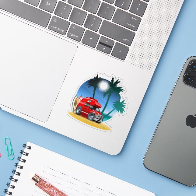 Pegatina Personalizado Camper (Ordenado portátil con iPhone)