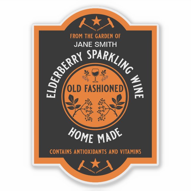 Pegatina Personalizado Casero Burbujeante de Saúco  (Anverso)