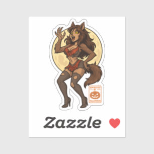 Pegatina Personalizado Chica de Werewolf