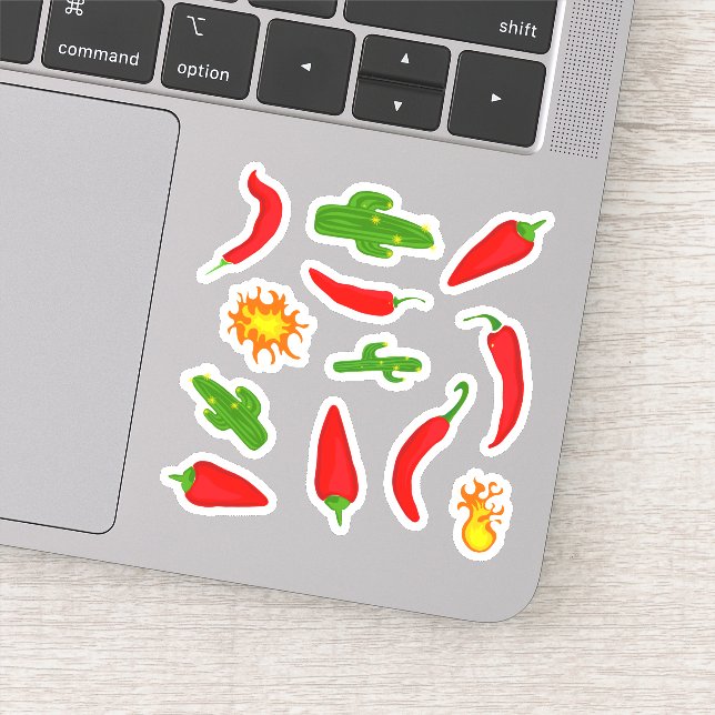 Pegatina Personalizado Chillies, Cacti y Flames (Detalle)