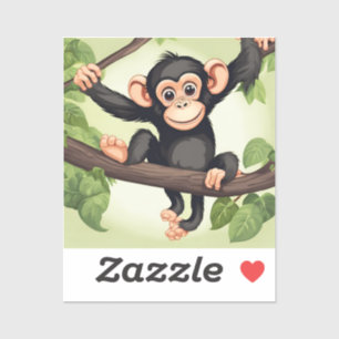 Pegatina Personalizado chimpancé loco gracioso