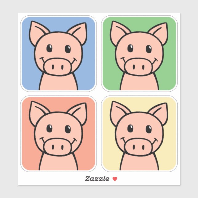 Pegatina Personalizado Clip Art Riéndose Piggie Piggy Pigs! (Hoja)
