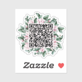 Pegatina Personalizado Código QR Magnolia Flower Frame Boda