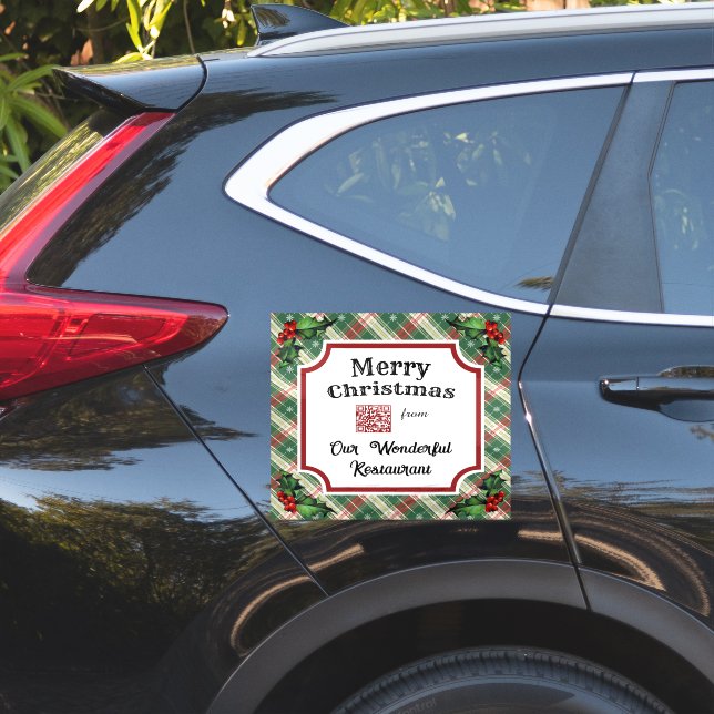 Pegatina Personalizado Código QR Navidades de restaurante r (Lado del coche)