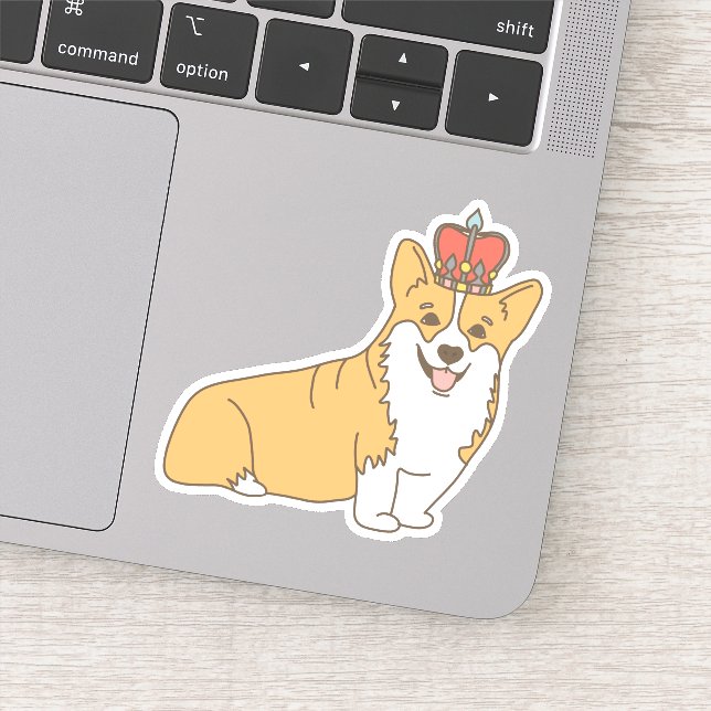 Pegatina Personalizado Corgi Reina con corona (Detalle)