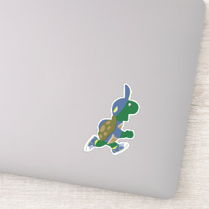 Pegatina Personalizado corriendo tortuga con un Gorra azul