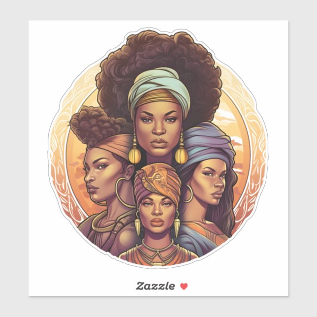 Pegatina PERSONALIZADO-CUT Mujeres afroamericanas (Hoja)