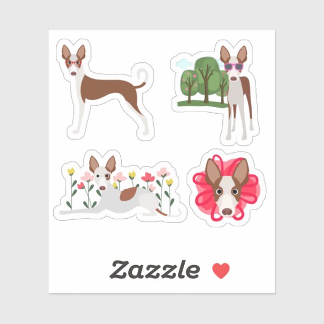 Pegatina Personalizado Cute Floral surtido Perro Podenco (Hoja)